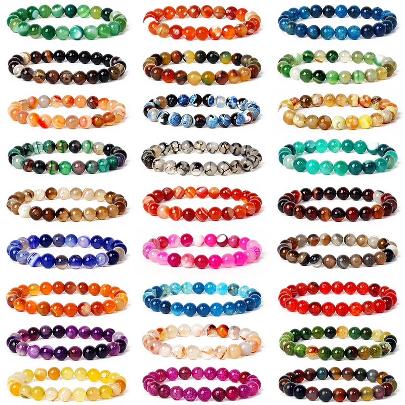 

Nature Original Veins Agates Bracelets for Women 6 8mm Real Stripe Agates Chakra Beads Bracelets Men Yoga Healing Reiki Jewelry
