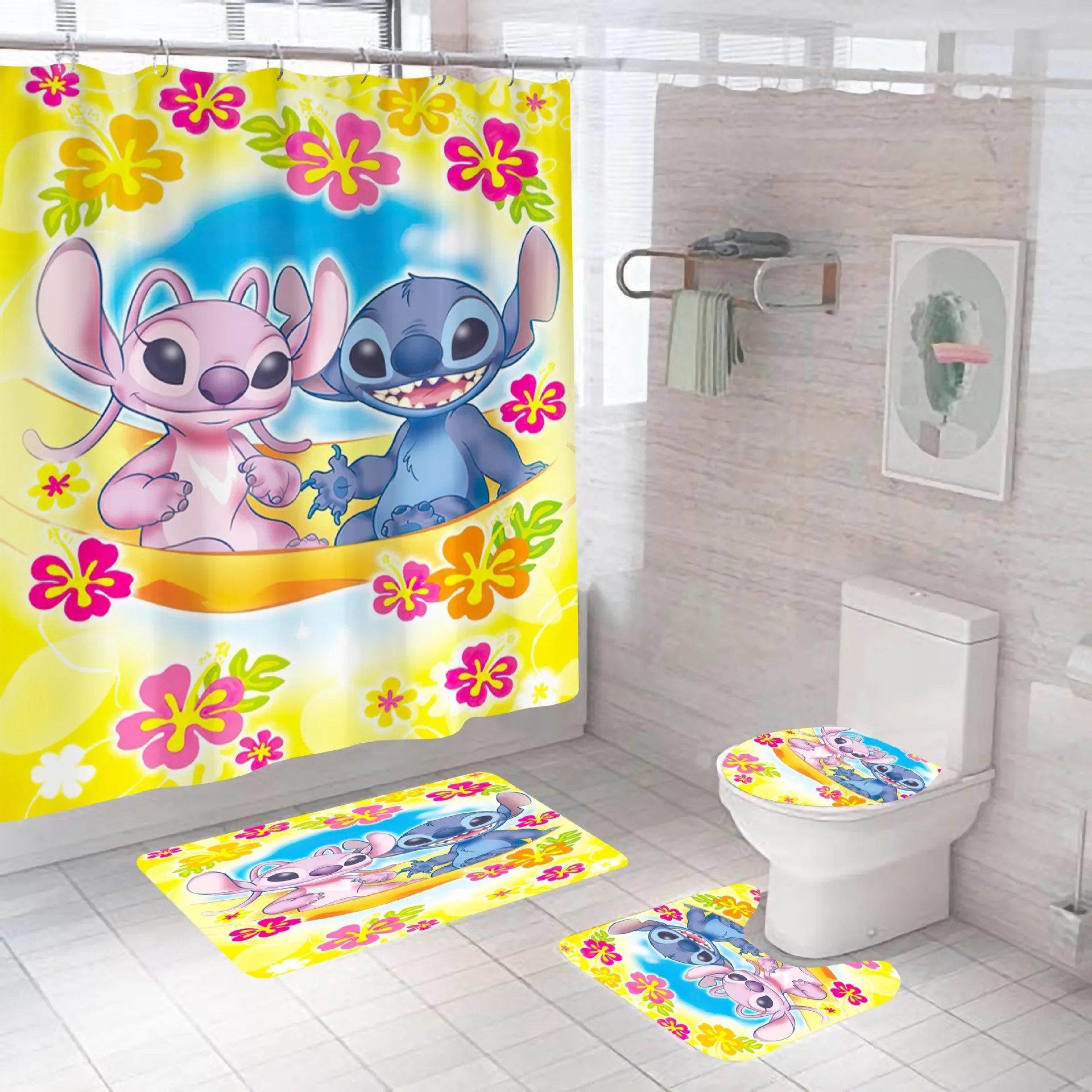 

4 шт., набор нескользящих ковриков для душа и унитаза