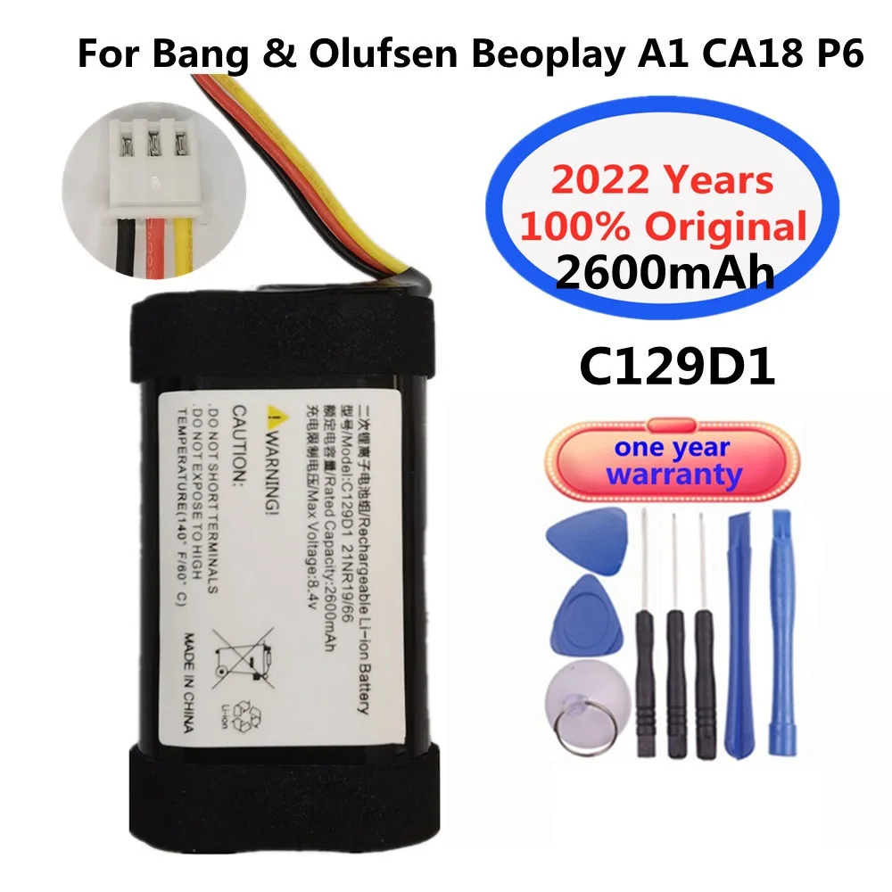 

100% Original 2600mAh Player Speaker Battery C129D1 For Bang & Olufsen BeoPlay A1 CA18 P6 Loudspeaker Bluetooth Audio Bateria