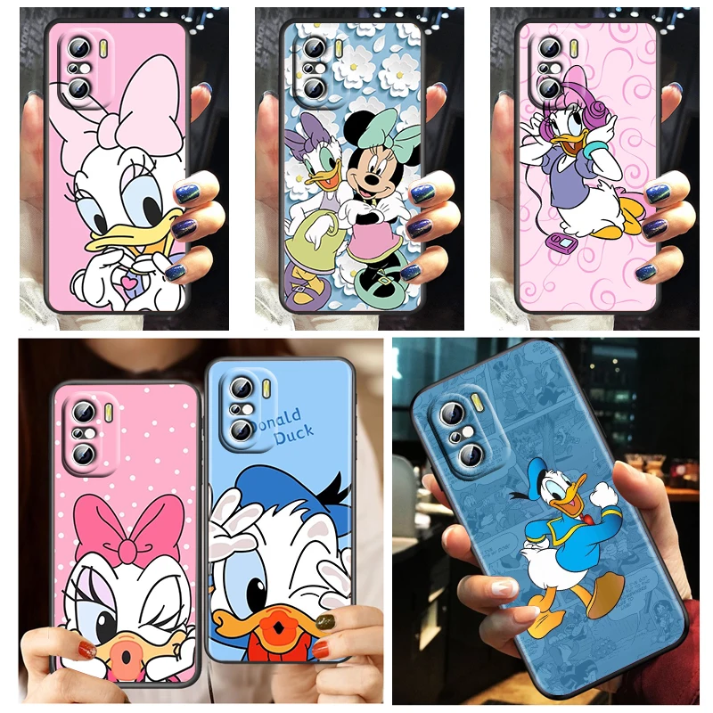 

Cute Cartoon Donald Duck Phone Case For Xiaomi Redmi K50 K40 Gaming 10 10C 9AT 9A 9C 9T 8 7A 6A 5 4X Fundas Black TPU Cover