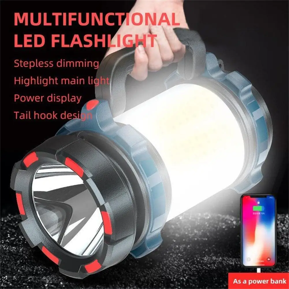 

Высокомощный светодиодный фонарик с зарядкой от USB, мощный яркий поисковый светильник с босветильник светом, Ультраяркий фонарь для кемпинга, рыбалки