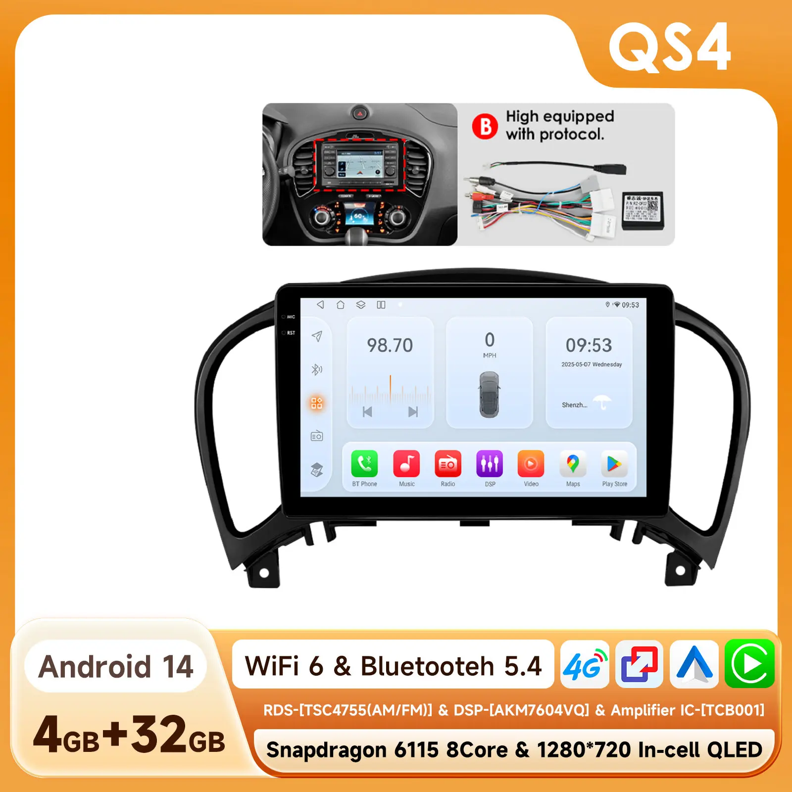 

Hizpo 9-дюймовый автомобильный радиоприемник для Nissan Juke YF15 2010-2014 мультимедийный видеоплеер GPS-навигация головное устройство 2din авторадио CarPlay 6115