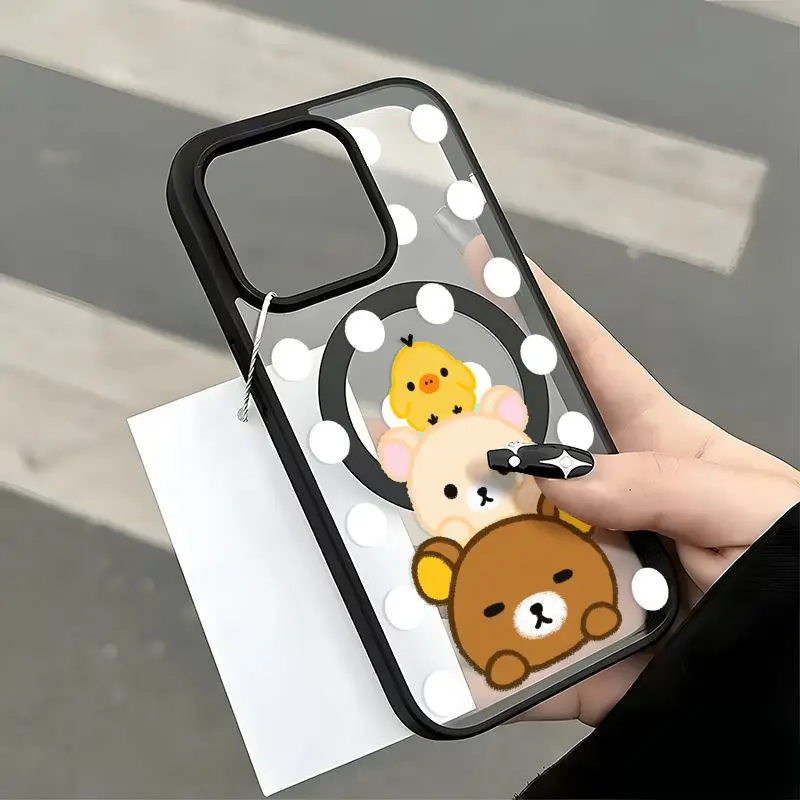 Фото Милый чехол для телефона Rilakkuma Jenga, креативный, модный, защитный, противоударный, подходит для iPhone 11, 12, 13, 14, 15, 16, 17 Pro Max №4