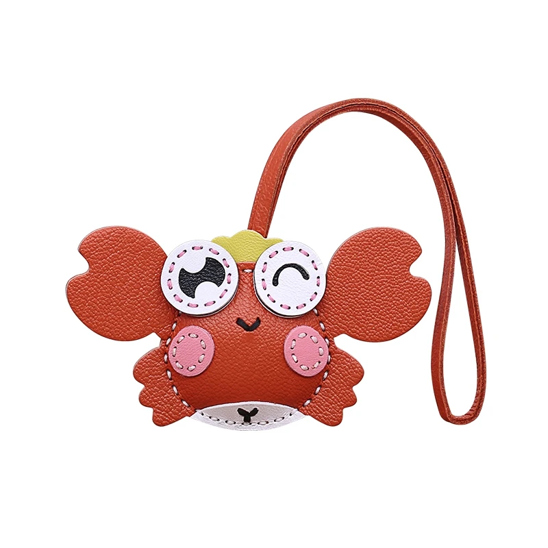 Dimy 2023 New Bunny Pendant Handmade Leather Bag Pendant Car Rearview Mirror Lamb Feather Pendant