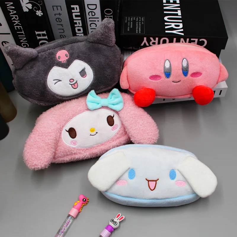 

Sanrios Kuromi Plush Pencil Case My Melody Anime Stationery Box Kawaii Kirby Cartoon Cinnamoroll Storage Cosmetic Bag