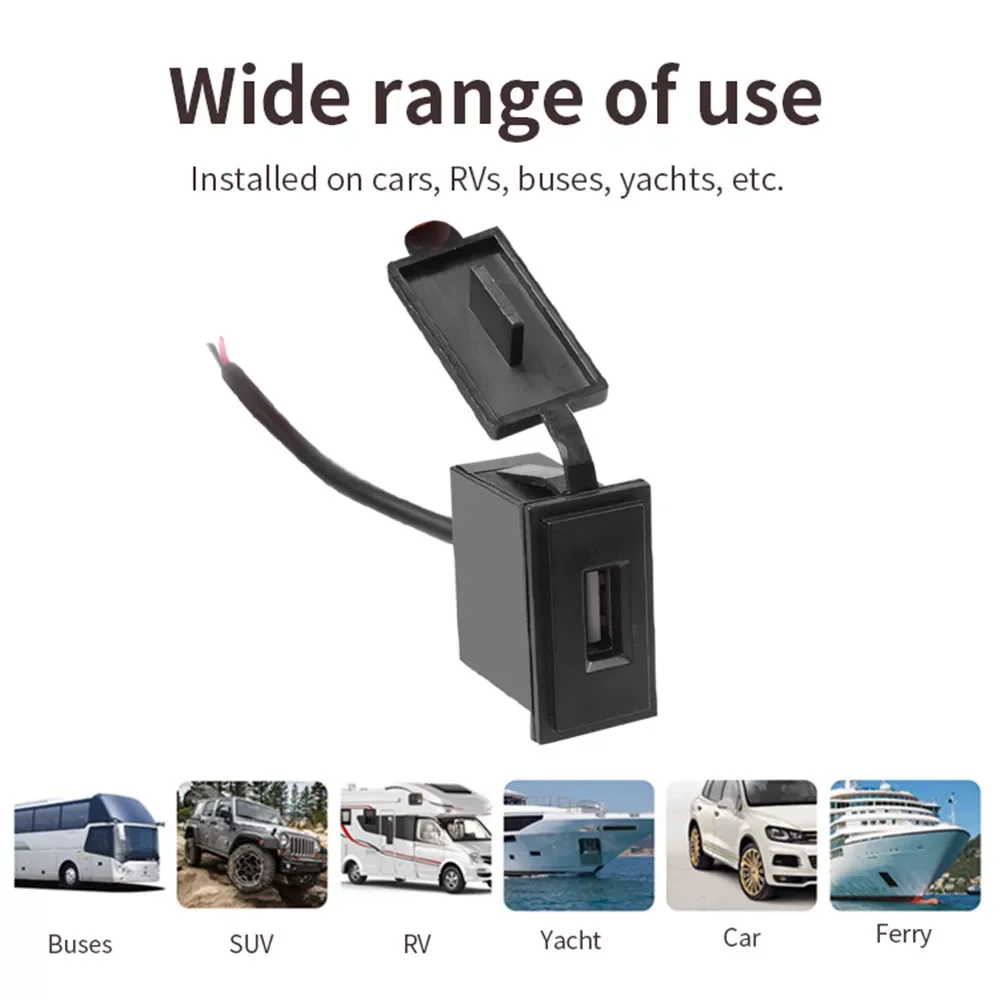 

USB Car Charger 12-24V 2.4A Adapter Square Shape Waterproof Soacket Power Adapter Switch For Motorcycle RV Cruise Ship Charger