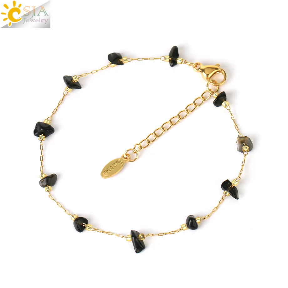 CSJA рейки Чип Бусы Браслеты Натуральный камень розовый кварц модные ювелирные