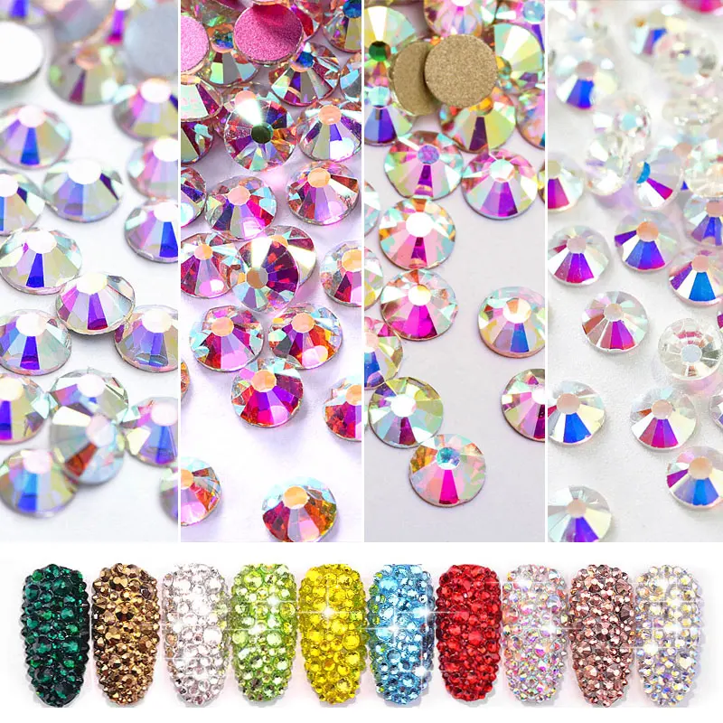 

Super Glitter Crystal AB Rhinestones SS3-SS50 Non Hot Fix FlatBack Strass Fabric Garment Nail Art Rhinestones Decorations