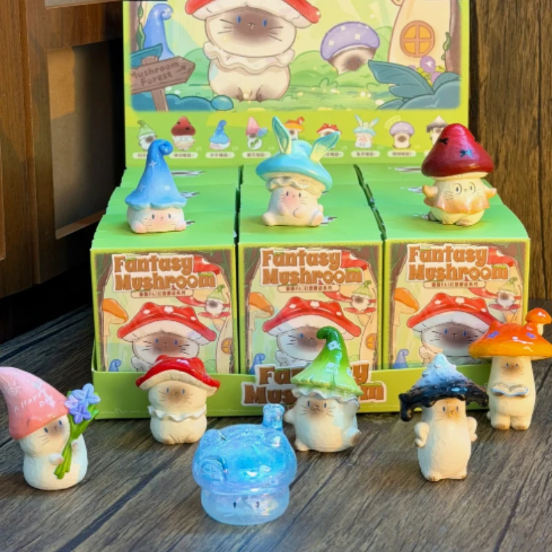 Фото Коллекционная фигурка Cat PAI Fantasy Mushroom Series: Сюрприз-бокс, милая аниме-фигурка из смолы, украшение для рабочего стола, подарок №3