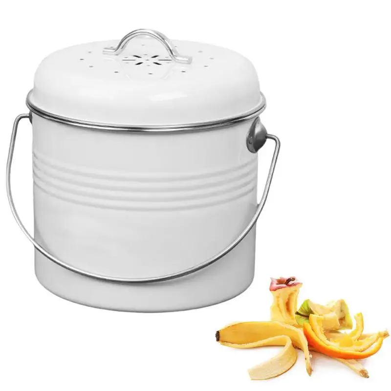 

Compost Bin Kitchen Counter Stainless Steel Food Waste Bucket With Lid Family Sized Galvanized Metal Indoor Countertop Compost