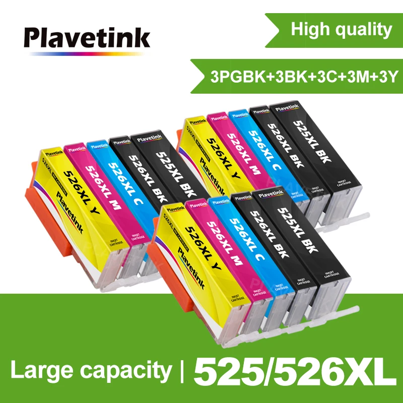 

Plavetink 3set PGI525 PGI 525 CLI 526 Ink Cartridge for Canon Pixma iP4850 6550 MG5150 MG5250 MG6150 MG8150 MX885 MG5350 Printer