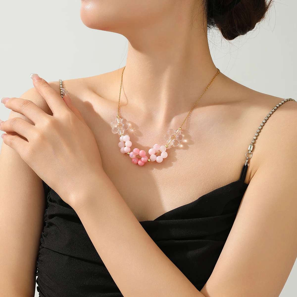 

New Fashion Stainless Steel Necklace Women Simple Imitation Pearl Bead Necklace For Women Jewelry Gift