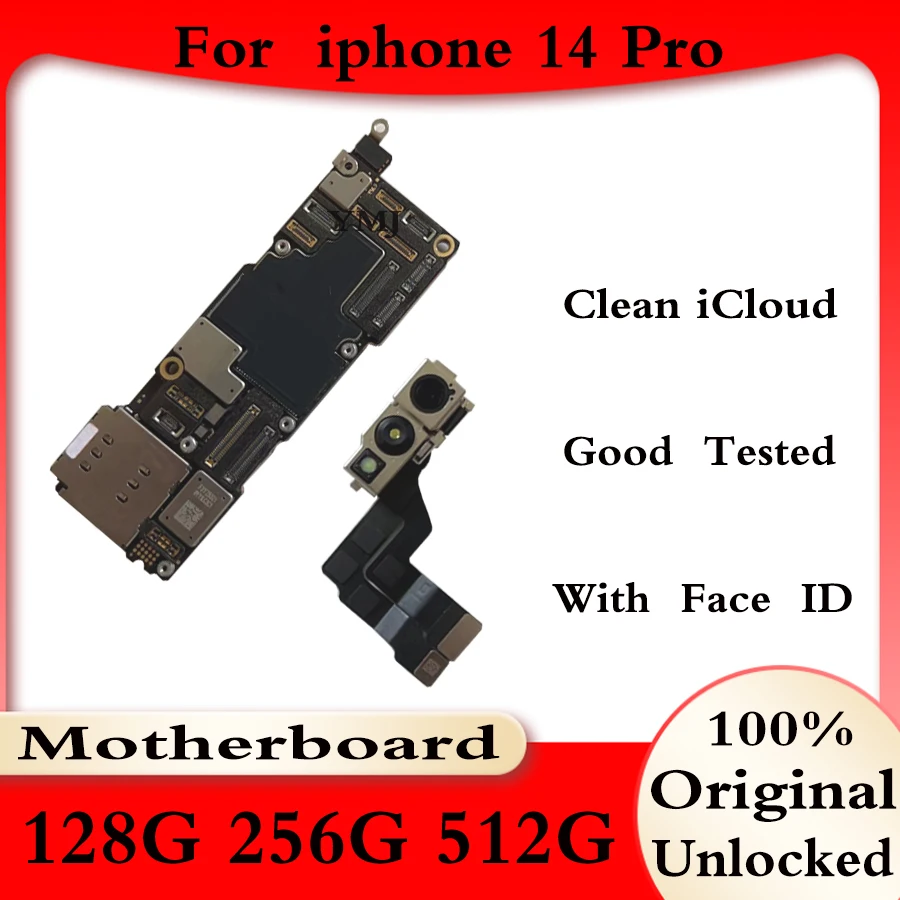 

Clean Icloud Mainboard For IPhone 14 Pro Motherboard Original Unlocked With/No Face ID Logic Board 128G-256G-512G 100% Tested