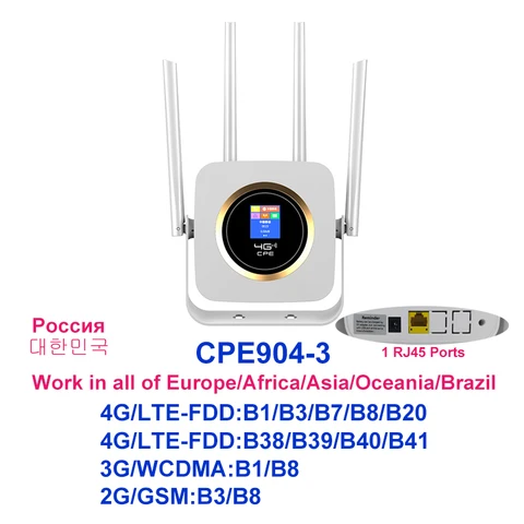 Wi-Fi роутер TIANJIE CPE904, 4G, LTE антенна, WAN LAN CAT4, модем 150 Мбит/с, батарея 3000 мАч, Sim-карта CPE