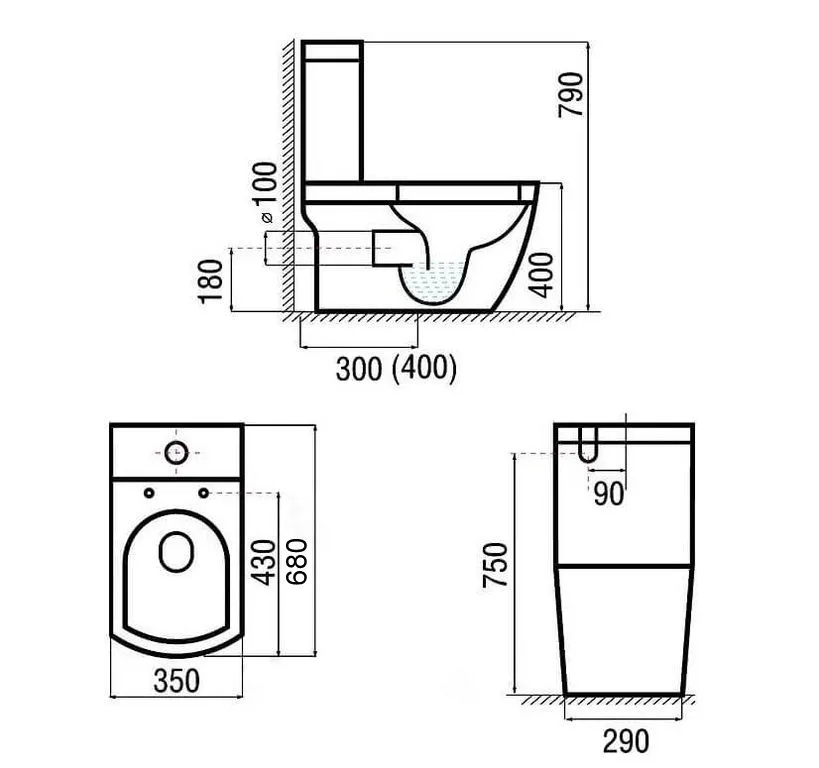 Унитаз-моноблок Arcus 050 белый горизонтальный выпуск сиденье из дюропласта с