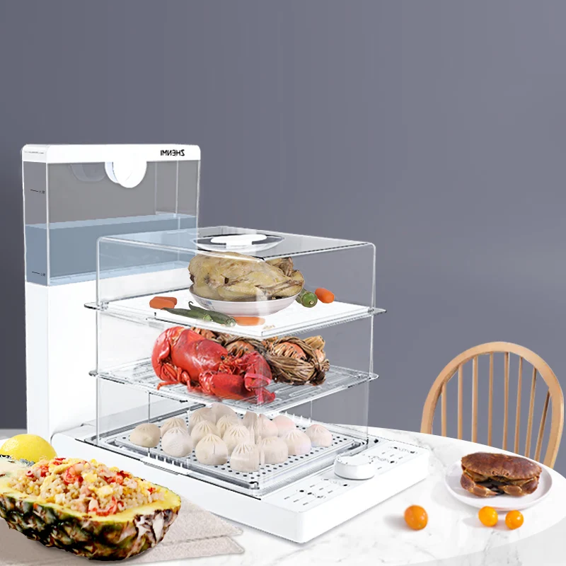

Electric Folding Household Steam Pot Steamer Small Transparent Multi-Functional Large Capacity Three Layers and Multiple