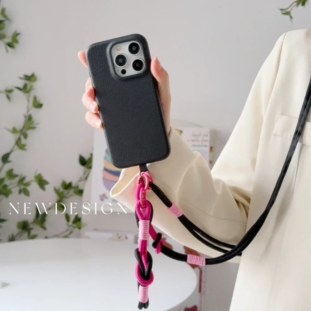 Роскошный кожаный чехол для телефона с цепочкой IPhone 16 11 13 12 14 15 Pro Max Plus мягкий