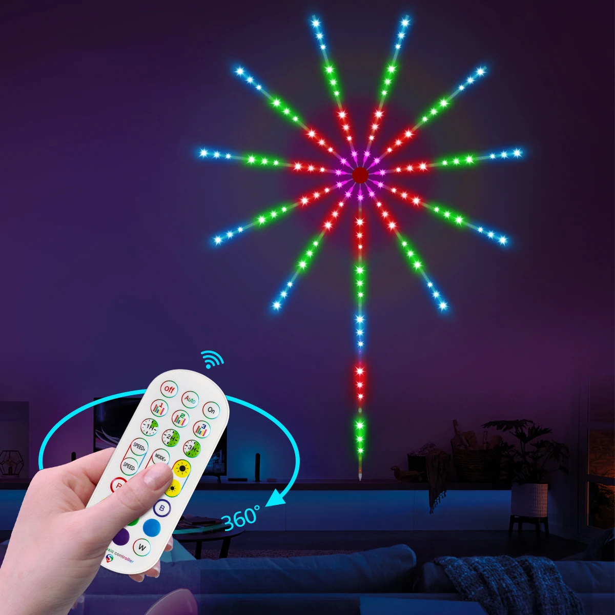 94/156 Heads Smart Firework LED Strip Light Kit with Music Sound Remote Control Neon Lights for New Year Christmas Bedroom Decor