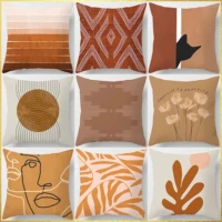 brown geometric print square pillowcase home goods car sofa cushion cover
