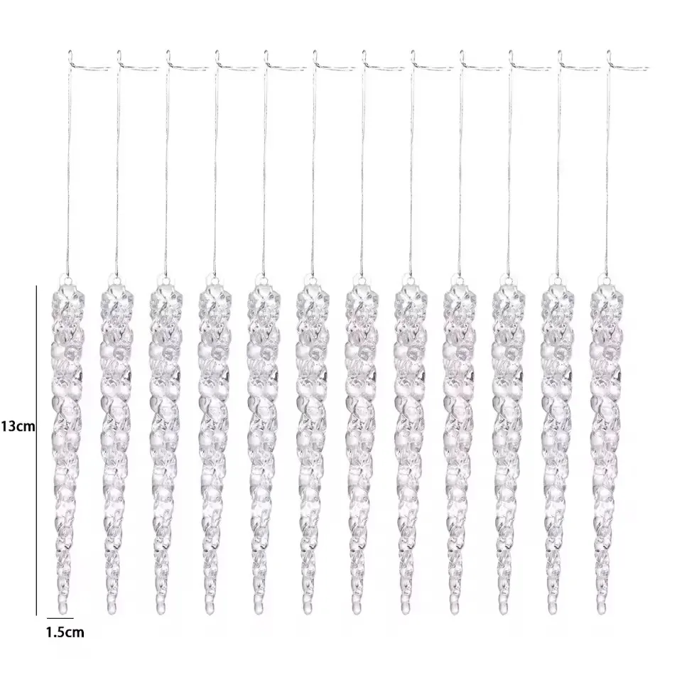 

Креативные Акриловые Елочные Сосульки (12/24/36 Шт.) С Декором Из Искусственной Ели, Рождественские Подвески