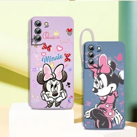 cute minnie mouse disney phone case for samsung galaxy s21 s22 pro s20 fe s10 note 20 10 plus lite ultra liquid rope cover