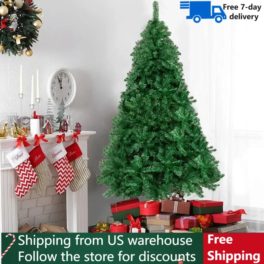 

Christmas tree 6ft PVC Artificial Christmas Tree With Foldable Metal Base Indoor Outdoor Use Green Cristmas Decoration 2024 Home