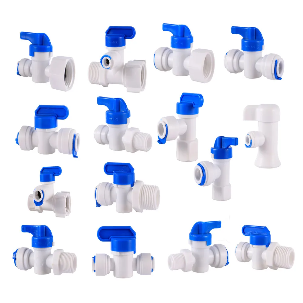 

2pcs RO Water Straight Ball Valve 1/4" 3/8" OD Hose Quick Connect 1/4" 3/8" Male 1/2" Female Reverse Osmosis Aquarium Fitting