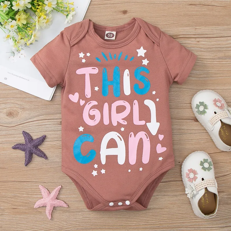 

New Brobaby Girl Clothes Infant Summer Bodysuit Children Letter Print Short Sleeve Romper Toddler Casal Cartoon Fish Jumpsuit