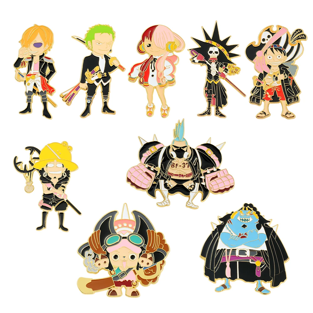 

One Piece Anime Figure Brooch Monkey D. Luffy Roronoa Zoro Sanji Enamel Lapel Pins Hat Scarf Jacket Badge Accessories