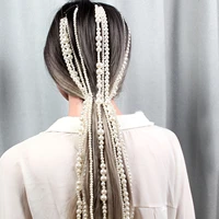 simulated pearl wedding long hair chain accessories for women tassel chain headband hair clip decoration hair jewelry