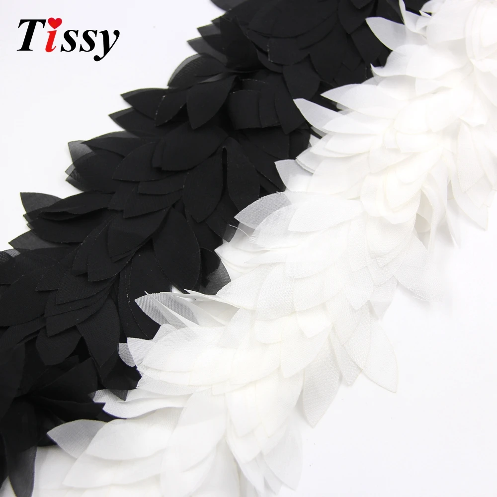 1 ярд кружевной цветок шифон Цветы Листья отделка кружевная ткань лента DIY