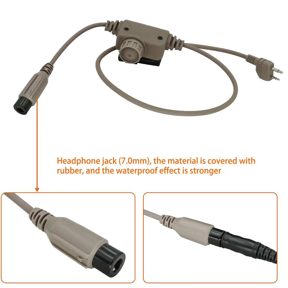 Tactical Military U94 PTT RAC PTT Midland Tactical Headset Adapter for Original PELTOR MAS COMTAC Hunting Headphone Airsoft Nato