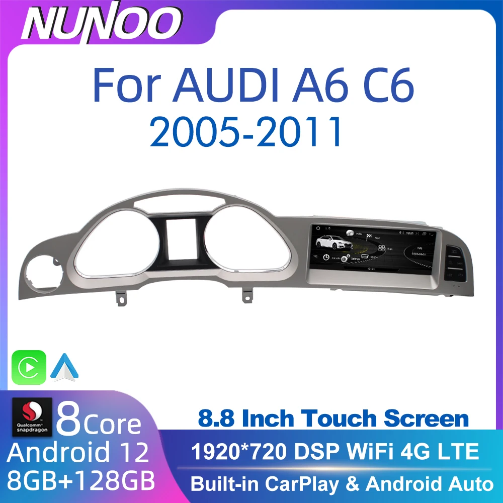 Android 12 8 + 128GB CarPlay per Audi A6 C6 4f 2005-2009 MMI 2G 3G GPS Car Multimedia Player navigazione Auto Radio Stereo DSP WIFI