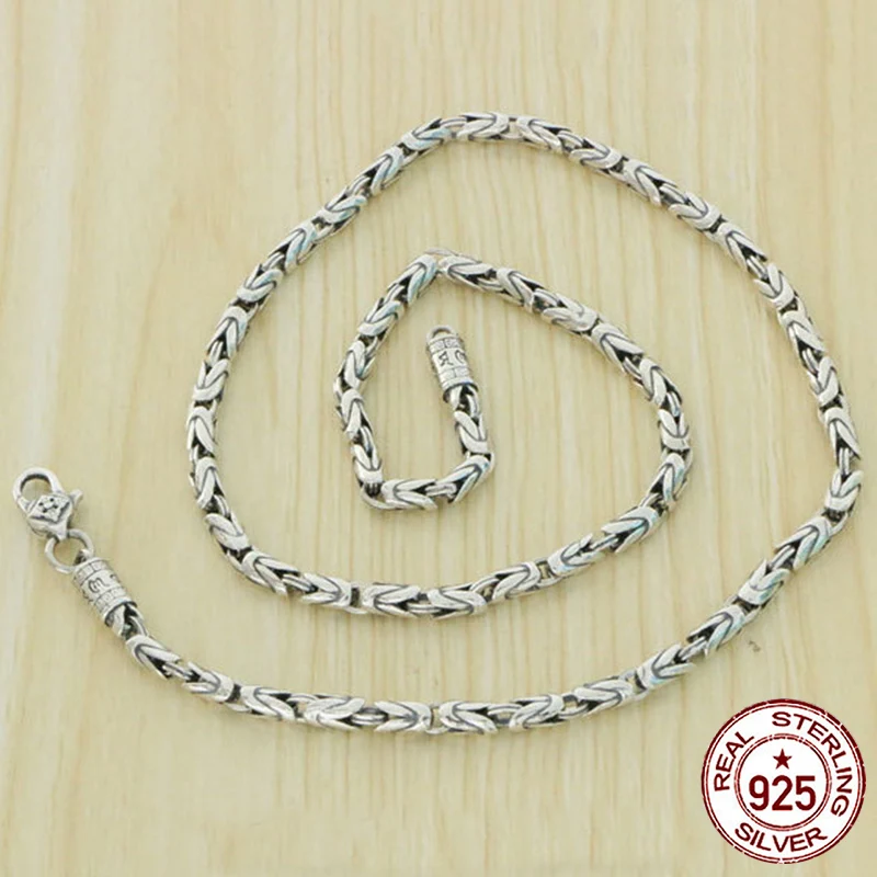 Ожерелье из стерлингового серебра S925 пробы в национальном стиле ретро-эмблема