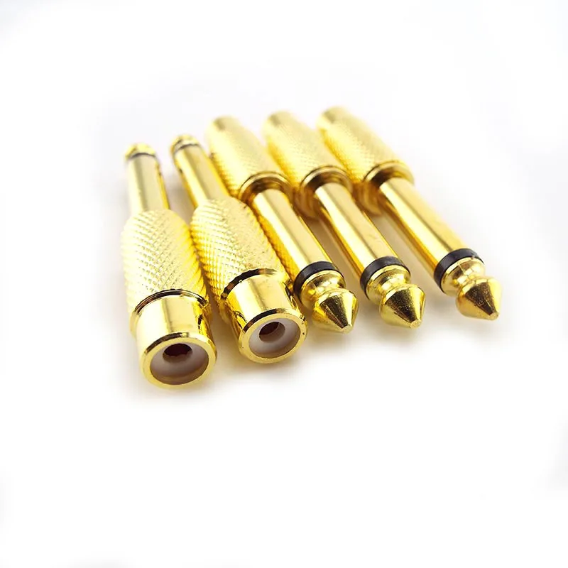 6 35 мм 1/4 дюйма штекер моно разъем на 5 гнездо RCA аудио стерео адаптер TS звуковой