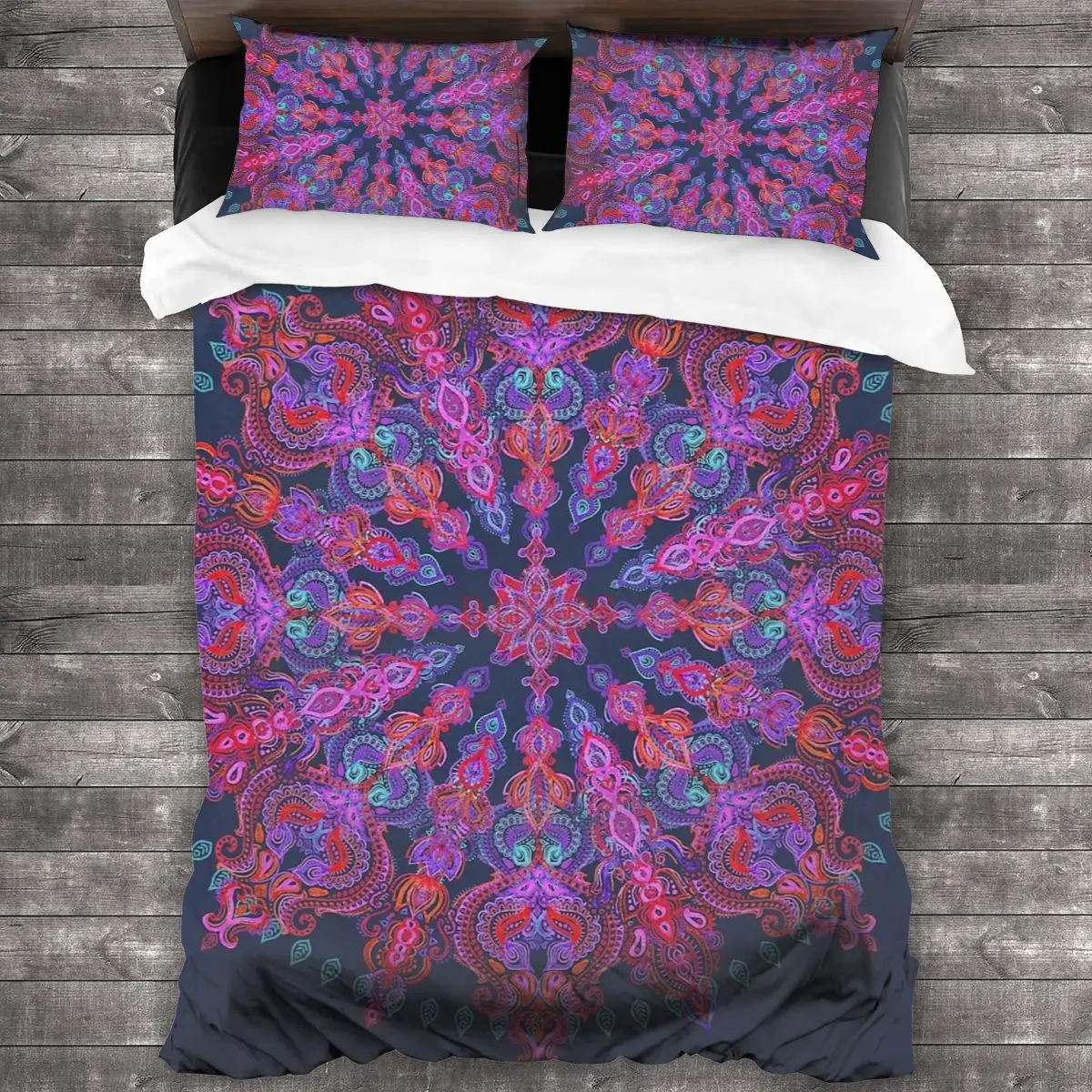 

Bohemian Soft Microfiber Comforter Set with 2 Pillowcase, Quilt Cover With Zipper Closure King Size Comforter Cover