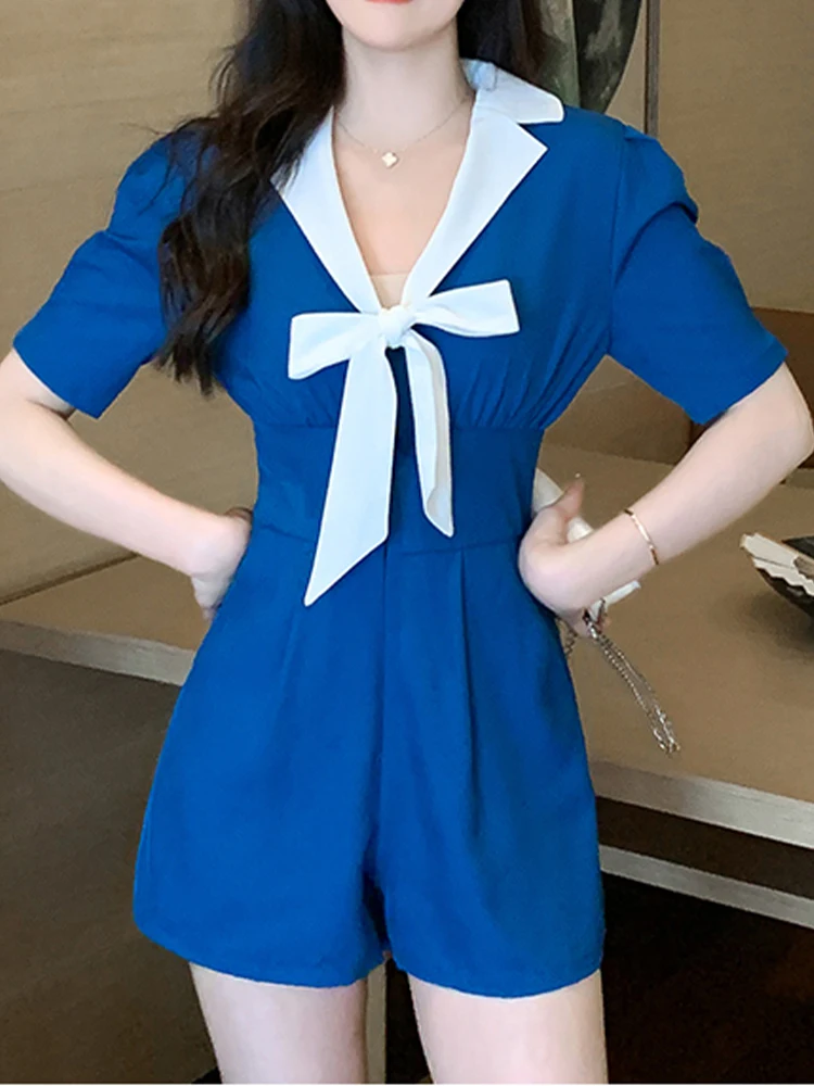 

Casual Small Suit Floating Neck Jumpsuit Shorts 2023 Summer New Korean Fashion Women'S Clothing