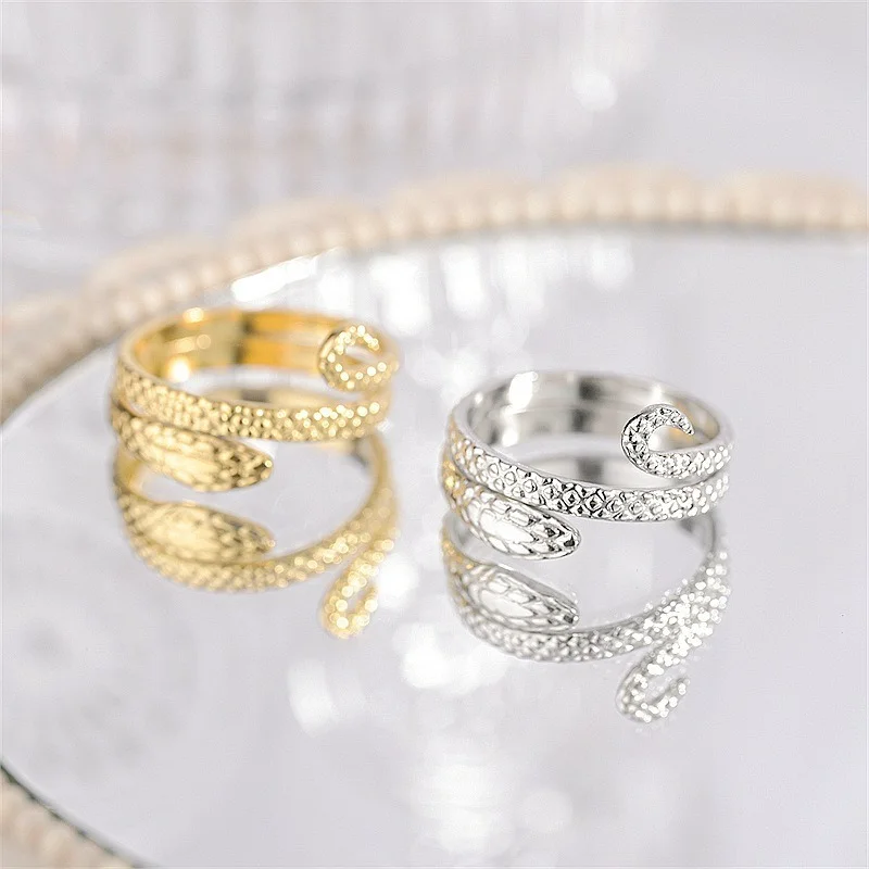 

2022 Fall Creative Stainless Steel Snake Ring Vintage Titanium Steel Rings for Women's Fashion Simple Jewelry Accessories