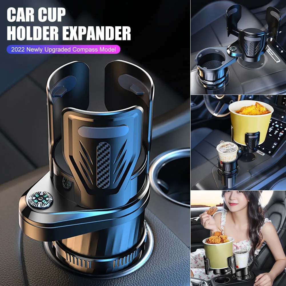 

Car Cup Holder Expander with 73mm-153mm Adjustable Base Multifunctional 2-Tier Cup Holder Adapter Universal Organizer Kit
