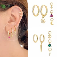 925 sterling silver needle moon pendant 3 pack gold earrings for women high fashion hoop earrings wedding luxury jewelry gifts