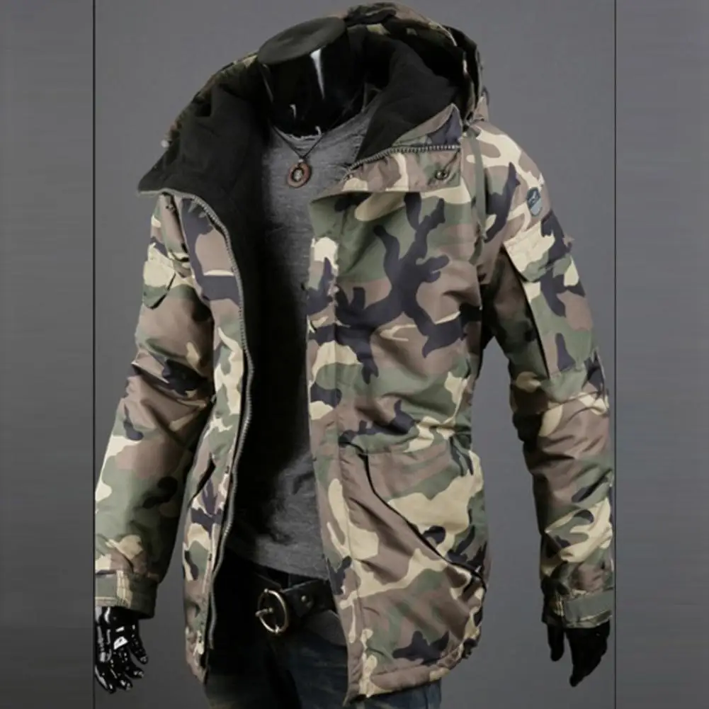 

Trendy Men Jacket Washable Men Outerwear Long Sleeve Windproof Cotton Padded Jacket Coldproof