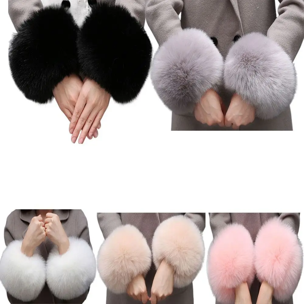 

Arm Warmers Wrist Band Gloves Winter Sleeves Windproof Gloves Women Plush Cuff Oversleeve Hand Wrist Warmer Cuff