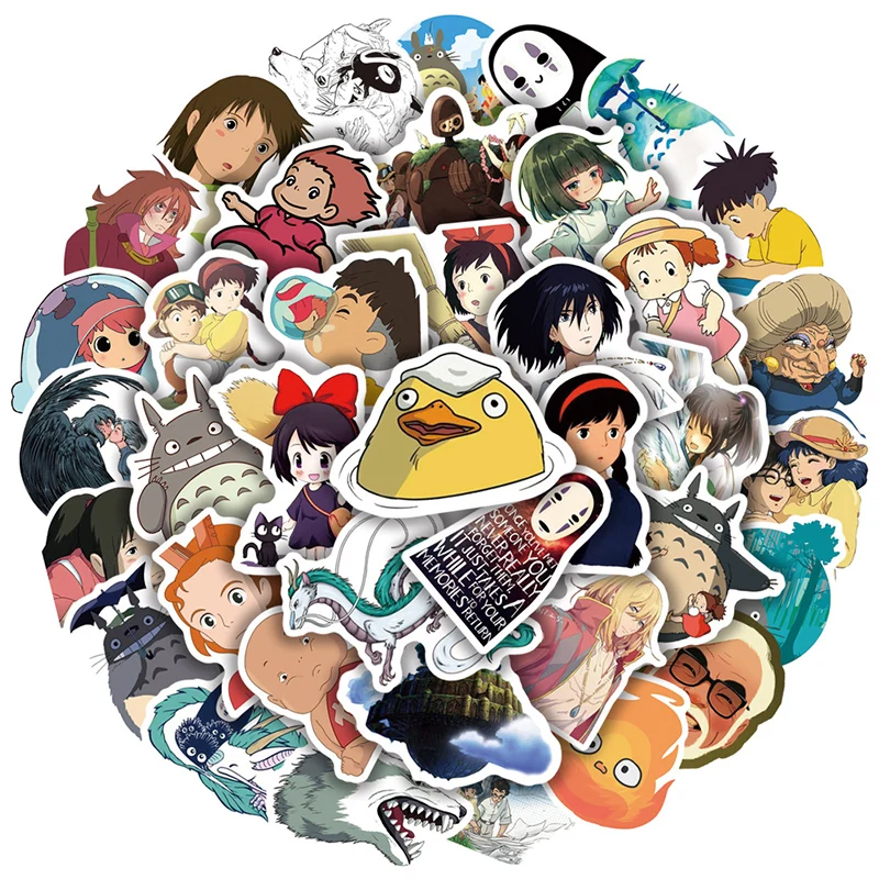 

50PCS Anime Ghibli Stickers Car Speaker Luggage Phone Tablet iPad Guitar Waterproof Personality Stationery Sticker for Kids Gift