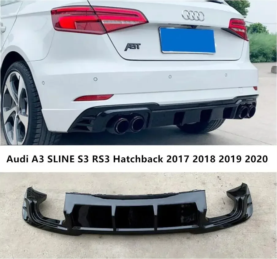 Диффузор заднего бампера для Audi A3 SLINE S3 RS3 хэтчбек 2017-2020 спойлер двери багажника ABS