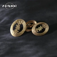 10pcs tree rattan pattern metal buttons 27mm big buttons for clothing diy sewing accessories golden oval coat decorative buttons