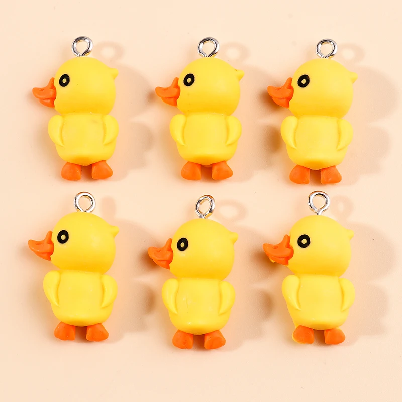 

10pcs 15*27mm Kawaii Resin Small Yellow Duck Charms Lovely Girls Animals Birds Pendants for DIY Jewelry Making Accessories