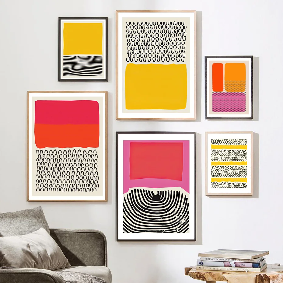 

Colorful Abstract Rectangle Line Stress Relief Wall Art Canvas Painting Posters And Prints Wall Pictures For Living Room Decor