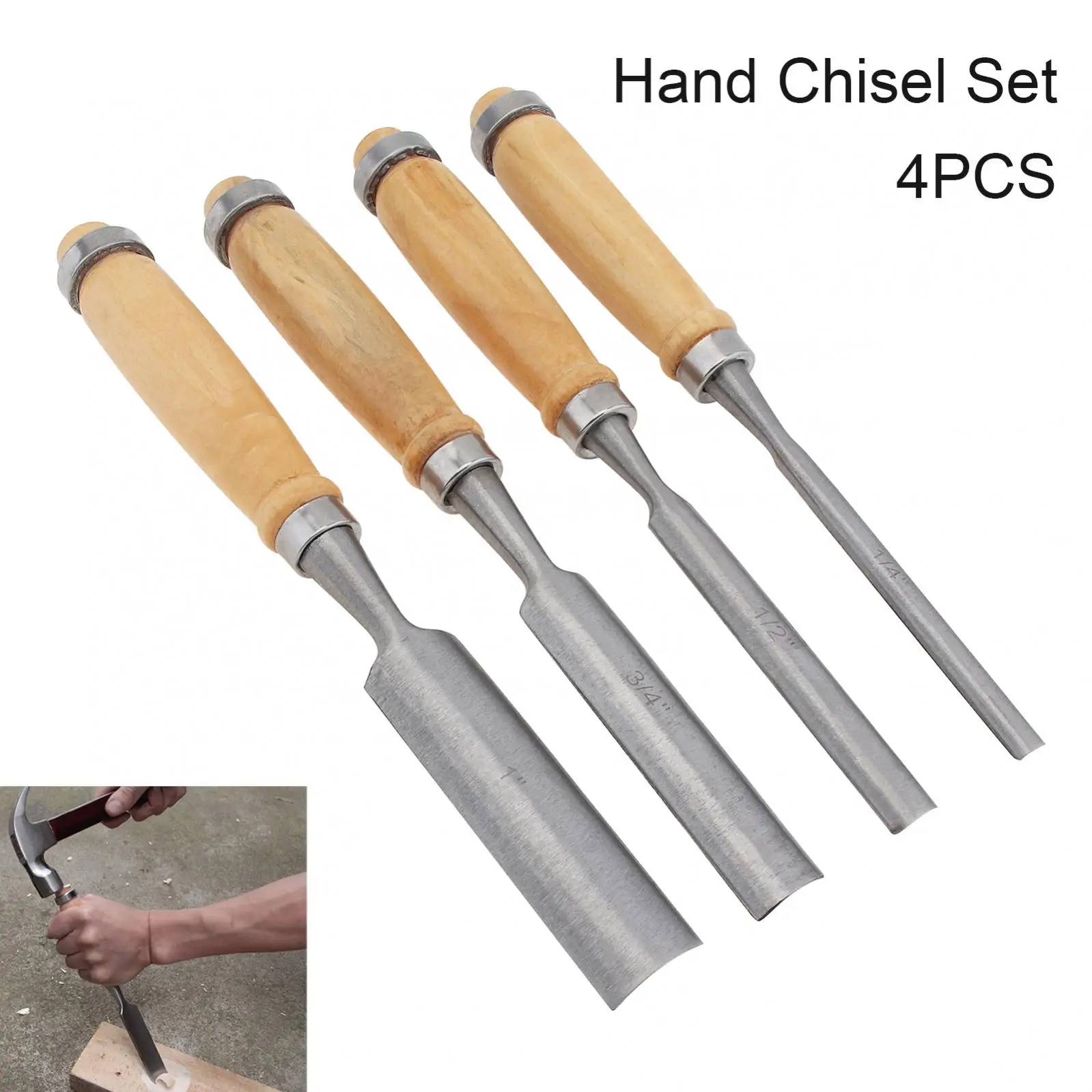 

4pcs Wood Carving Chisel Hand Tool Set Semi-Circular Steel Carpenter Wood Carving Gouge Chisels Tool For Home DIY Woodworking