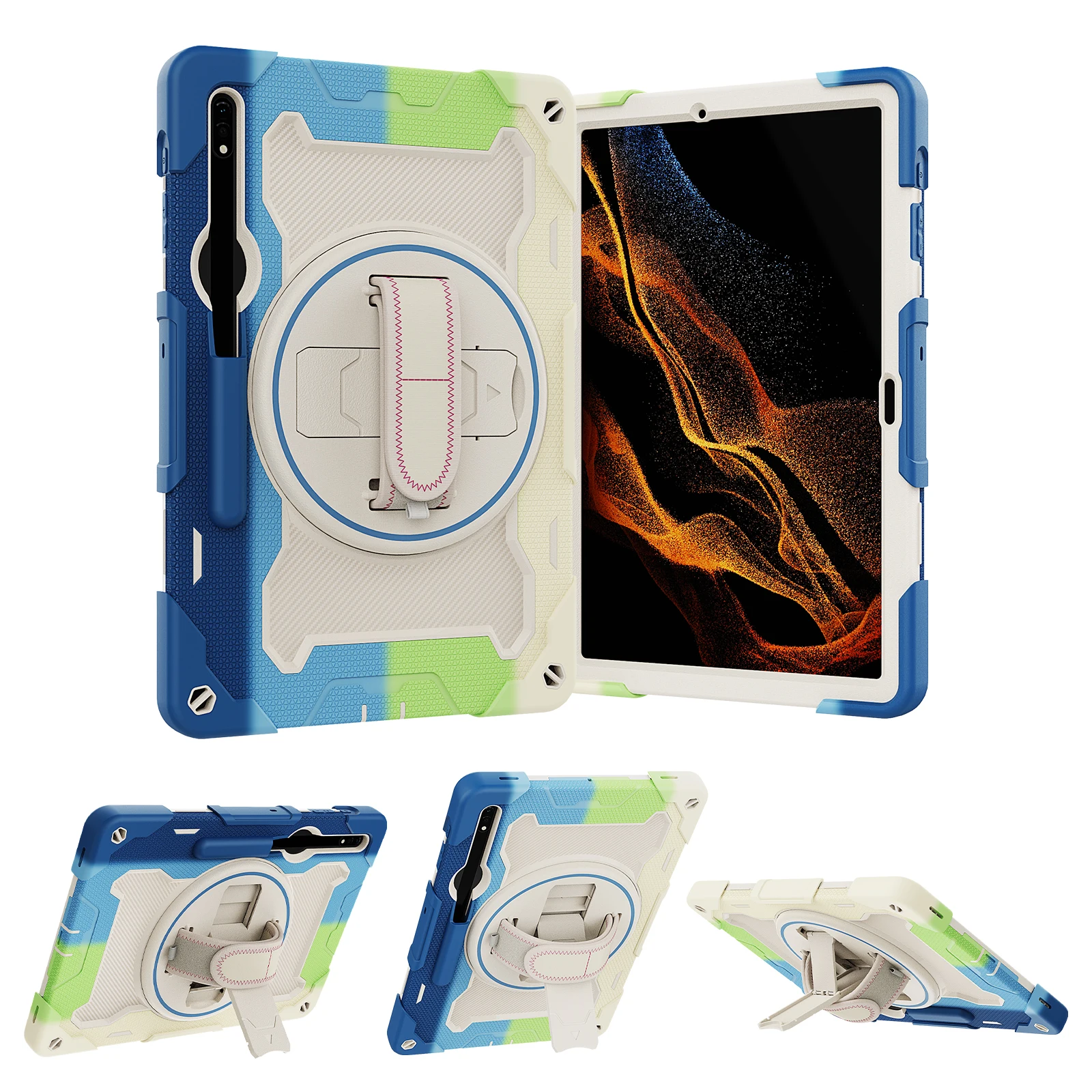 Чехол с подставкой для Samsung Galaxy Tab S7 S8 S9 Plus FE Ultra SM-T970 T730 X800 X900 X810 X610 X910 вращающийся