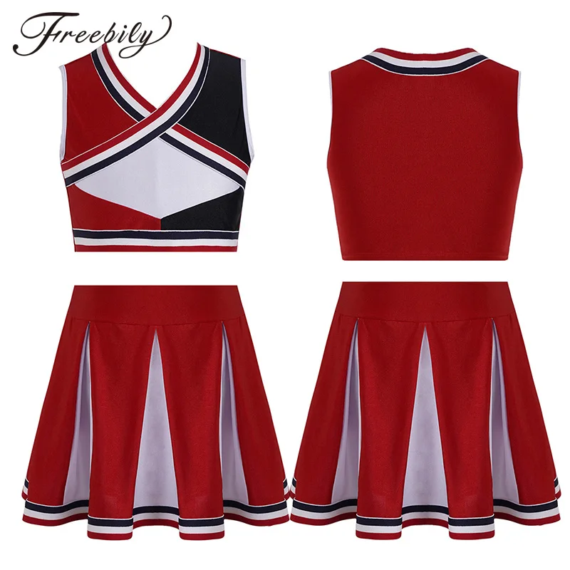 Косплей-костюм для девочек комплект из кроп-топа и плиссированной юбки школы